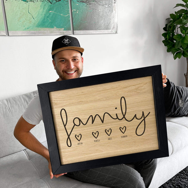 Personalisiertes Holzbild inkl. Rahmen "FAMILY"