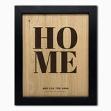 Personalisiertes Holzbild inkl. Rahmen "HOME"