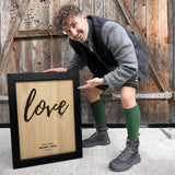 Personalisiertes Holzbild  inkl. Rahmen "LOVE"