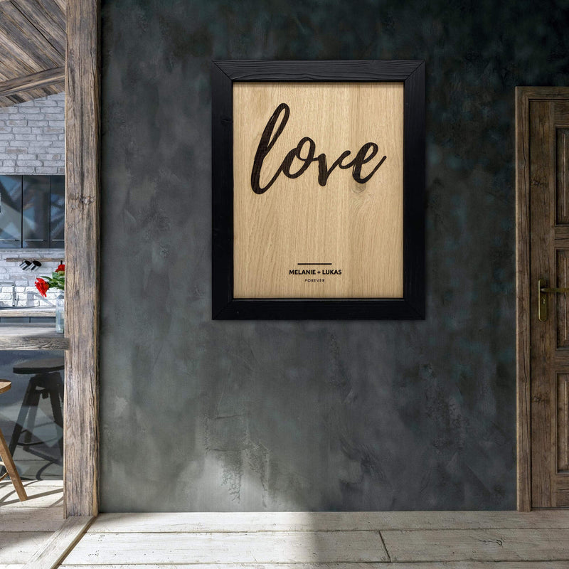 Personalisiertes Holzbild  inkl. Rahmen "LOVE"