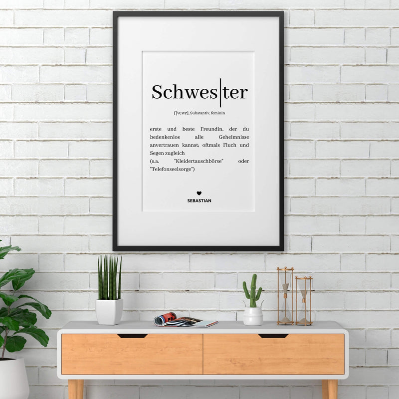 Personalisiertes Bild "WÖRTERBUCH SCHWESTER"